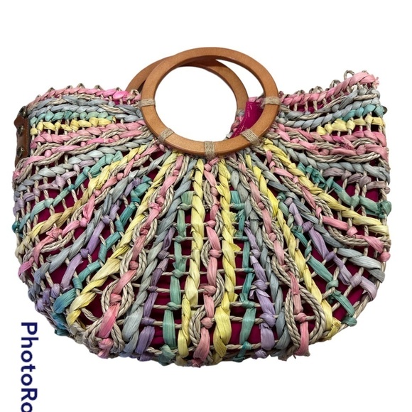 Patricia Nash Handbags - Patricia Nash Multicolored Pastel Straw Tote Handbag